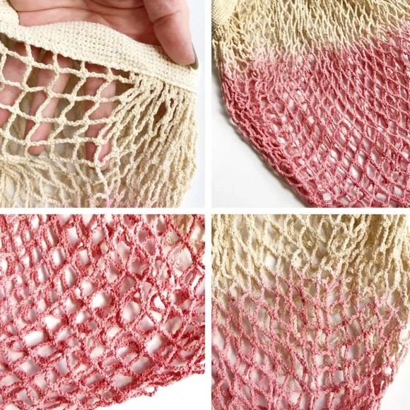 *SALE* Camp Collection Dip Dyed Pink Crochet Tote Bag - Picture 4 of 6